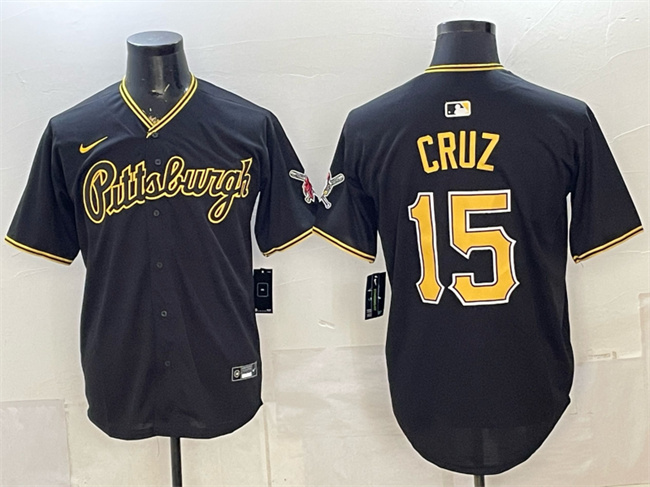 Men's Black Pittsburgh Pirates #15 Oneil Cruz Limited Stitched Baseball Jersey